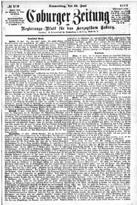 Coburger Zeitung Donnerstag 21. Juni 1877