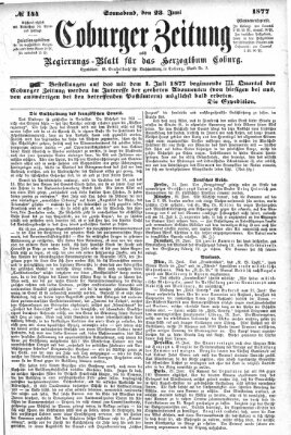 Coburger Zeitung Samstag 23. Juni 1877