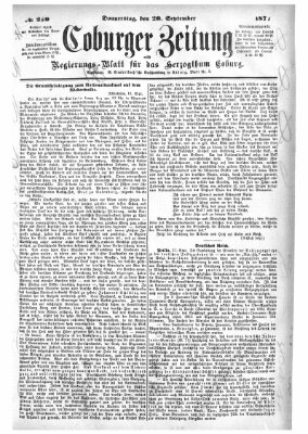 Coburger Zeitung Donnerstag 20. September 1877