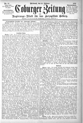 Coburger Zeitung Mittwoch 13. Februar 1878