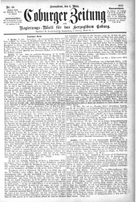 Coburger Zeitung Samstag 2. März 1878