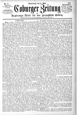 Coburger Zeitung Donnerstag 21. März 1878