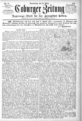 Coburger Zeitung Donnerstag 28. März 1878