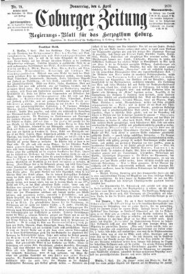 Coburger Zeitung Donnerstag 4. April 1878