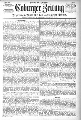 Coburger Zeitung Dienstag 3. Dezember 1878