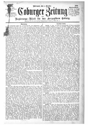 Coburger Zeitung Mittwoch 1. Oktober 1879