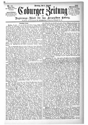 Coburger Zeitung Montag 2. August 1880