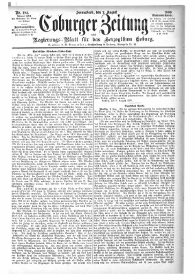 Coburger Zeitung Samstag 7. August 1880