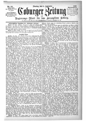 Coburger Zeitung Dienstag 21. September 1880