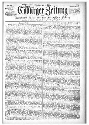 Coburger Zeitung Dienstag 1. März 1881