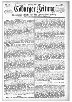Coburger Zeitung Dienstag 7. Juni 1881