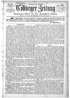 Coburger Zeitung Freitag 30. Dezember 1881