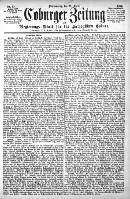 Coburger Zeitung Donnerstag 20. April 1882