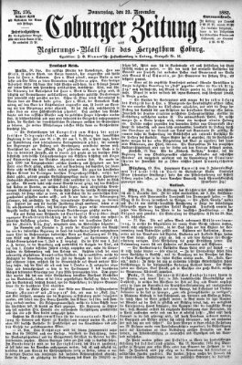 Coburger Zeitung Donnerstag 23. November 1882
