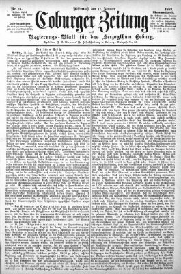 Coburger Zeitung Mittwoch 17. Januar 1883