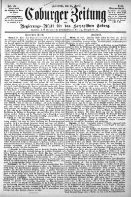 Coburger Zeitung Mittwoch 25. April 1883