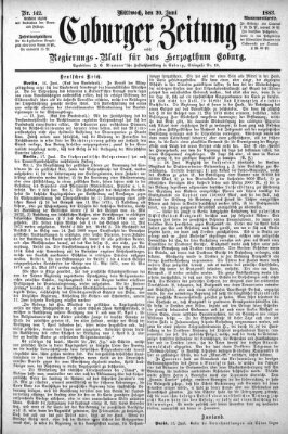 Coburger Zeitung Mittwoch 20. Juni 1883