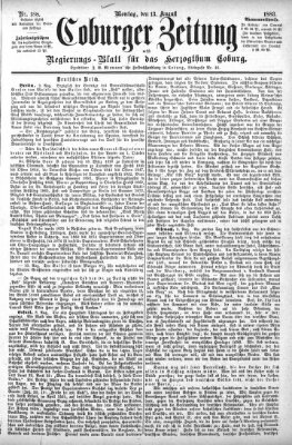 Coburger Zeitung Montag 13. August 1883