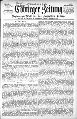 Coburger Zeitung Mittwoch 1. Oktober 1884
