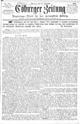 Coburger Zeitung Montag 22. Dezember 1884