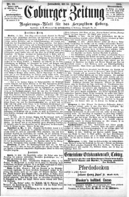 Coburger Zeitung Samstag 14. Februar 1885