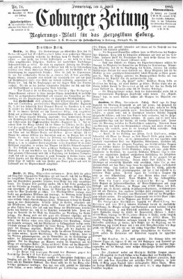 Coburger Zeitung Donnerstag 2. April 1885