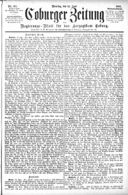 Coburger Zeitung Montag 15. Juni 1885