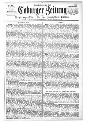 Coburger Zeitung Samstag 18. Juli 1885