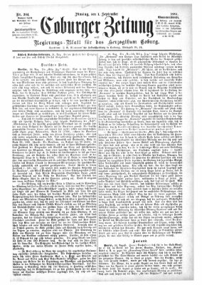 Coburger Zeitung Dienstag 1. September 1885