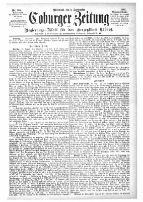 Coburger Zeitung Mittwoch 2. September 1885