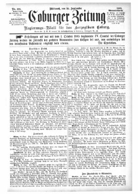Coburger Zeitung Mittwoch 30. September 1885