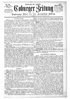 Coburger Zeitung Donnerstag 1. Oktober 1885