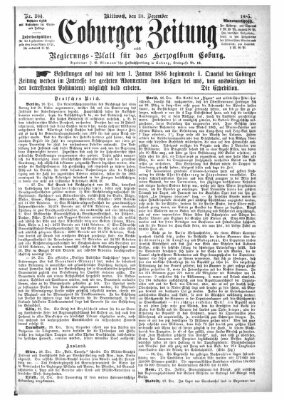 Coburger Zeitung Mittwoch 30. Dezember 1885