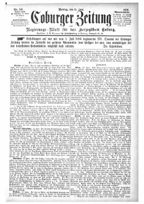 Coburger Zeitung Montag 21. Juni 1886
