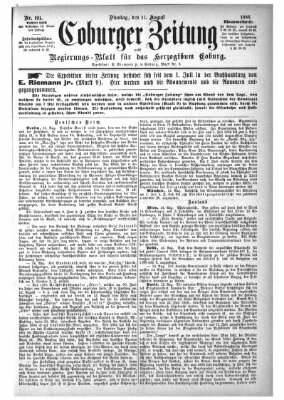 Coburger Zeitung Dienstag 17. August 1886