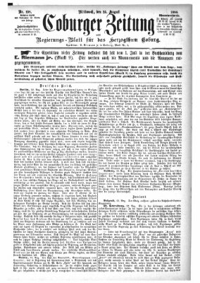 Coburger Zeitung Mittwoch 25. August 1886