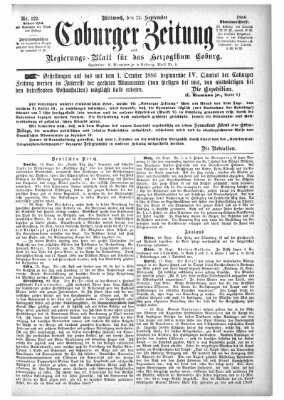 Coburger Zeitung Mittwoch 22. September 1886