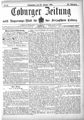 Coburger Zeitung Samstag 26. Januar 1889