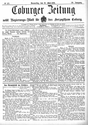 Coburger Zeitung Donnerstag 30. Mai 1889