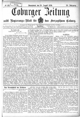Coburger Zeitung Samstag 10. August 1889