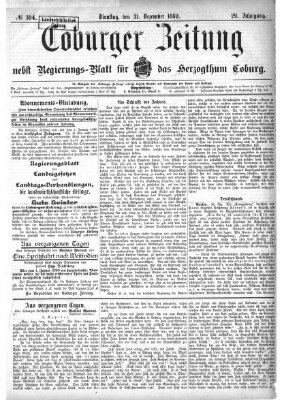Coburger Zeitung Dienstag 31. Dezember 1889