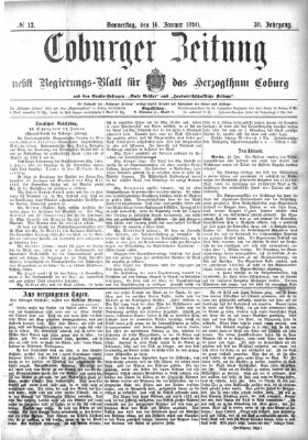 Coburger Zeitung Donnerstag 16. Januar 1890