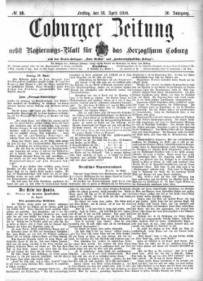 Coburger Zeitung Freitag 18. April 1890