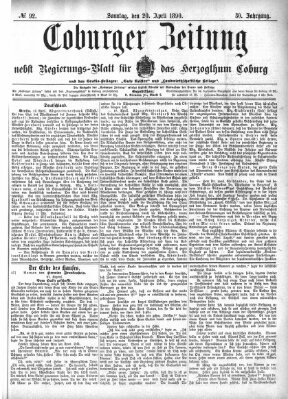 Coburger Zeitung Sonntag 20. April 1890