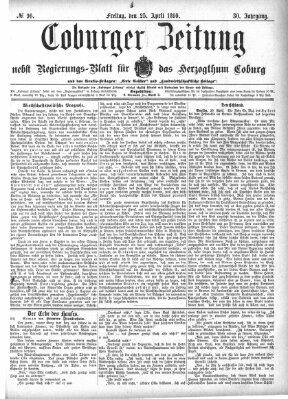 Coburger Zeitung Freitag 25. April 1890