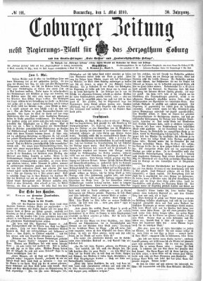 Coburger Zeitung Donnerstag 1. Mai 1890