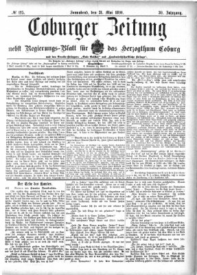 Coburger Zeitung Samstag 31. Mai 1890