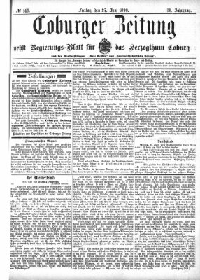 Coburger Zeitung Freitag 27. Juni 1890