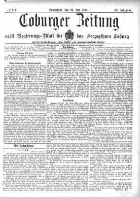 Coburger Zeitung Samstag 26. Juli 1890