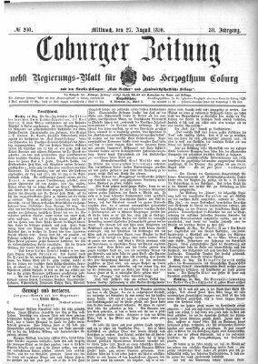 Coburger Zeitung Mittwoch 27. August 1890